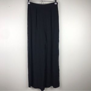 Tadashi Shoji Vintage Black Seatin Chiffon Panel Pants Evening Cocktail Size 4